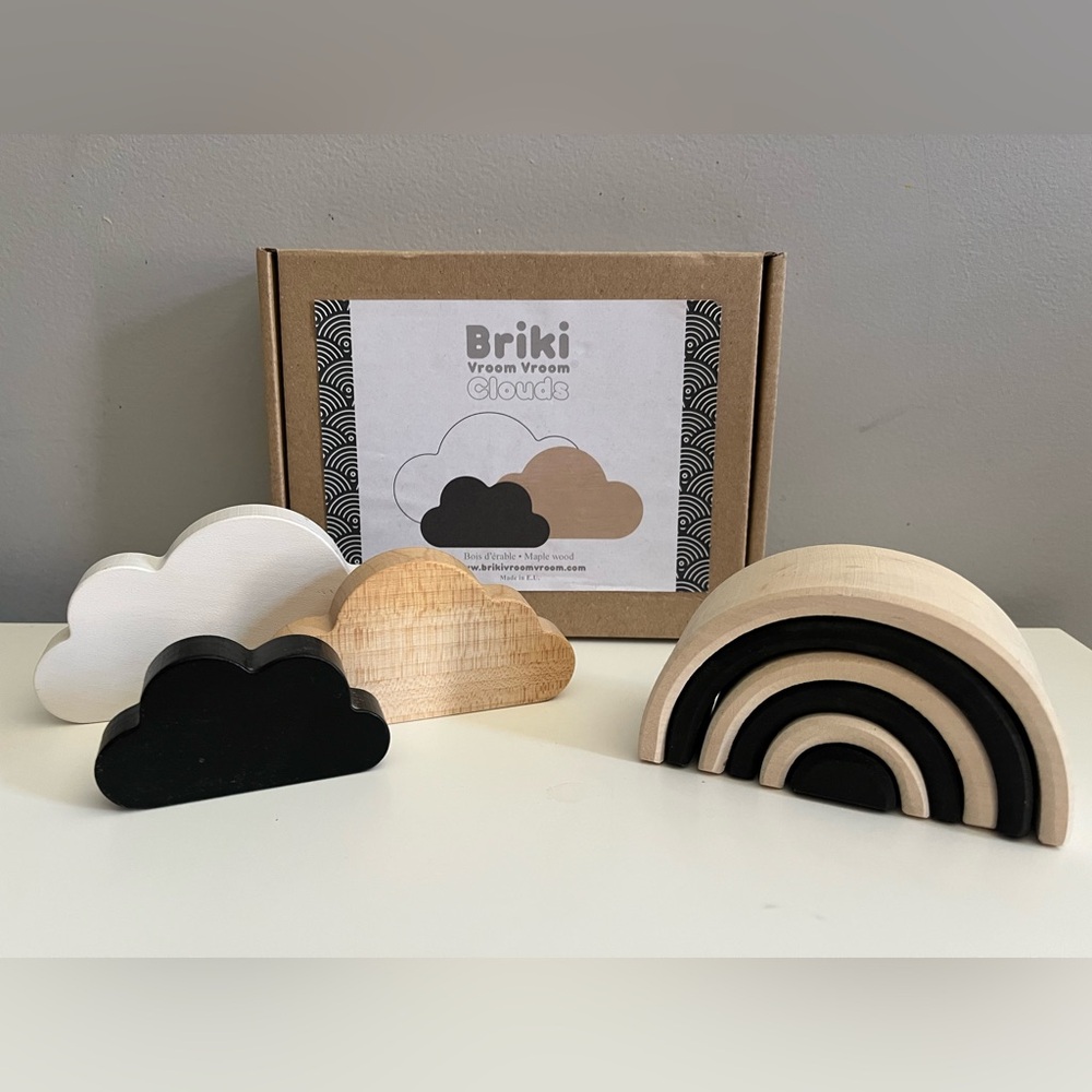 Grimm’s + Briki Vroom Vroom Wooden Cloud and Rainbow Bundle
